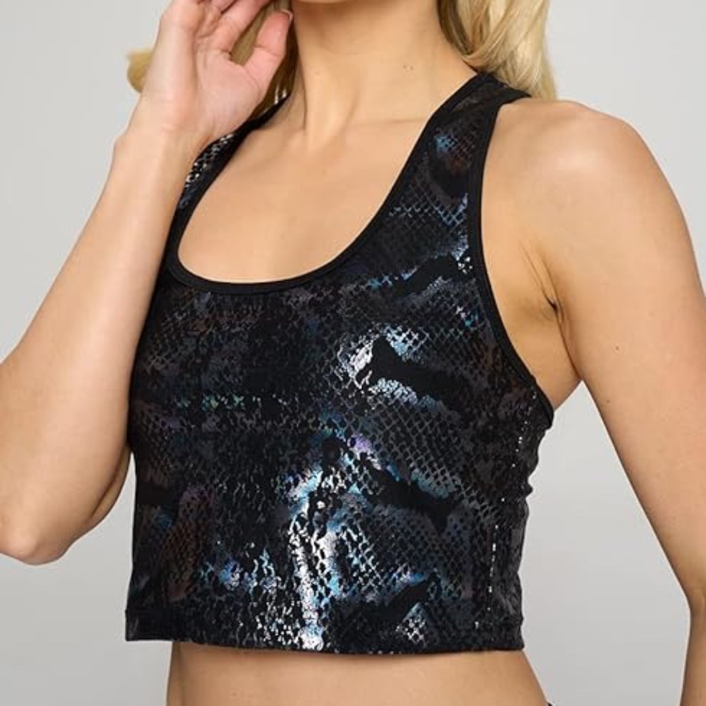 EVCR Compression Tank Women Black Shiny Snake Foil Medium